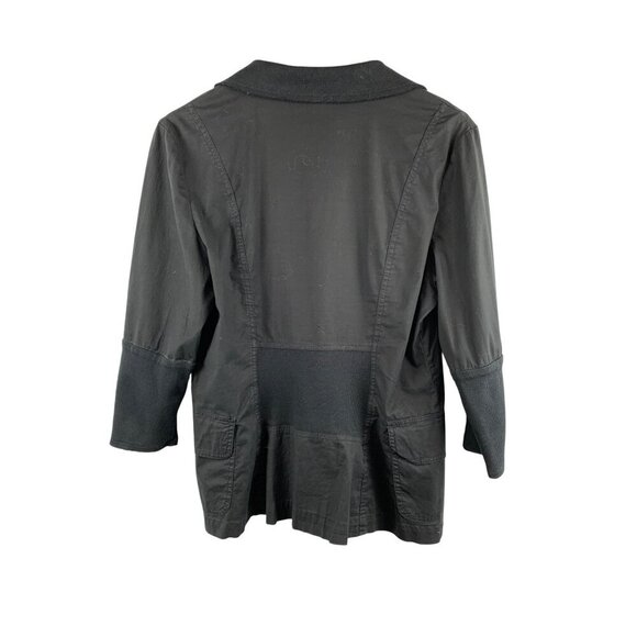 XCVI Womens Black 3/4 Sleeve Ruched Button-Front Jacket Size L - Picture 2 of 4